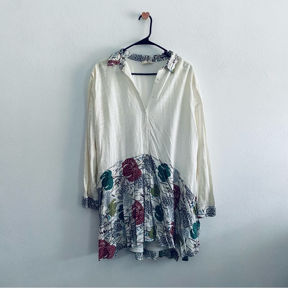 Entro printed white button down blouse